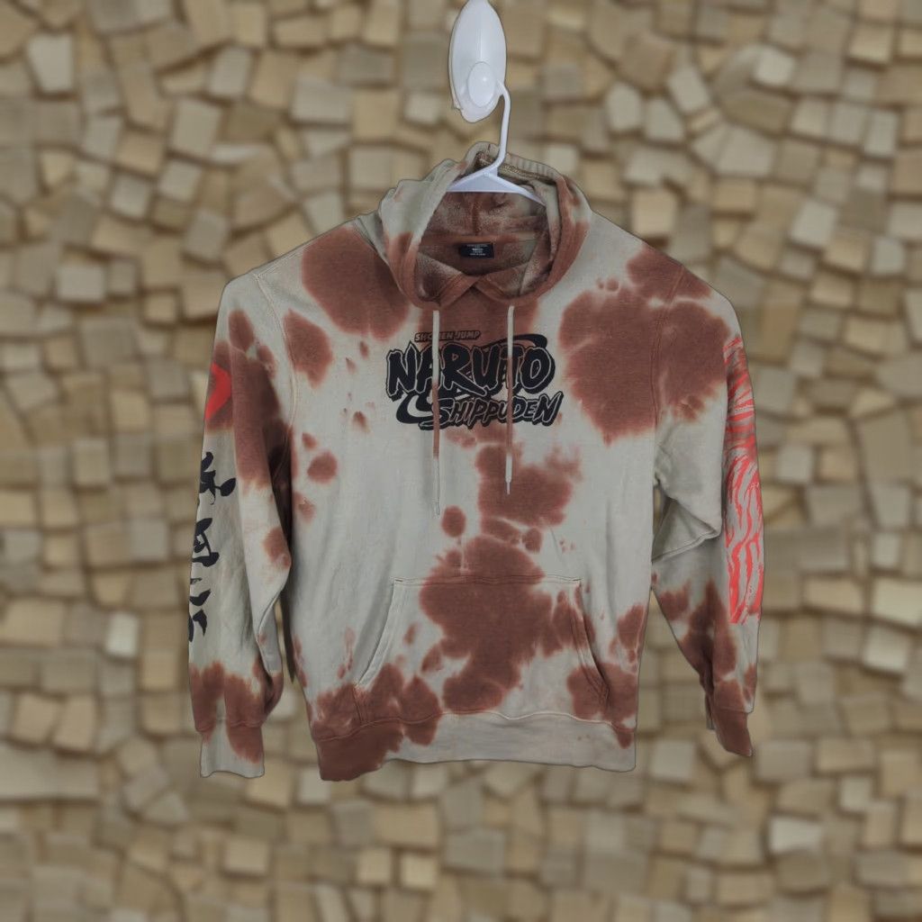 Doublet Naruto Shippuden Hoodie Adult Large Beige Pullover Regular Fit Long Sleeve Hooded Logo Pockets Double Sided Tie Dye Anime Streetwear 2007 Mens Size US L / EU 52-54 / 3 - 1 Thumbnail