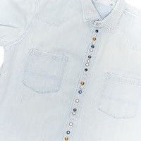 Golden Goose GOLDEN GOOSE BLEACHED DENIM SHIRT WITH HAMMERED STUDS Size US XL / EU 56 / 4 - 2 Thumbnail