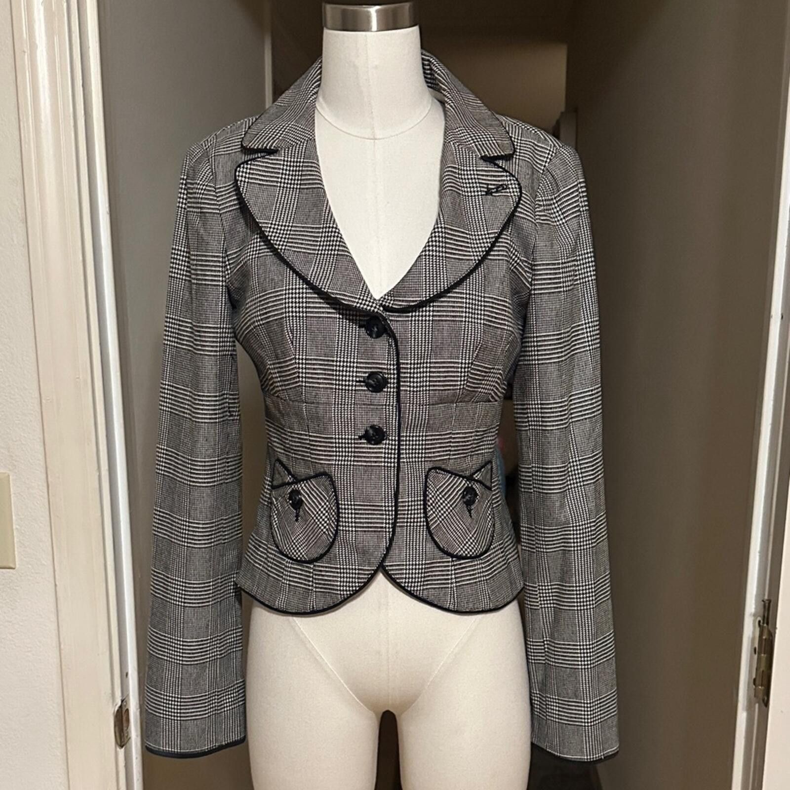 Other Vintage Houndstooth Plaid Blazer Size S / US 4 / IT 40 - 1 Thumbnail