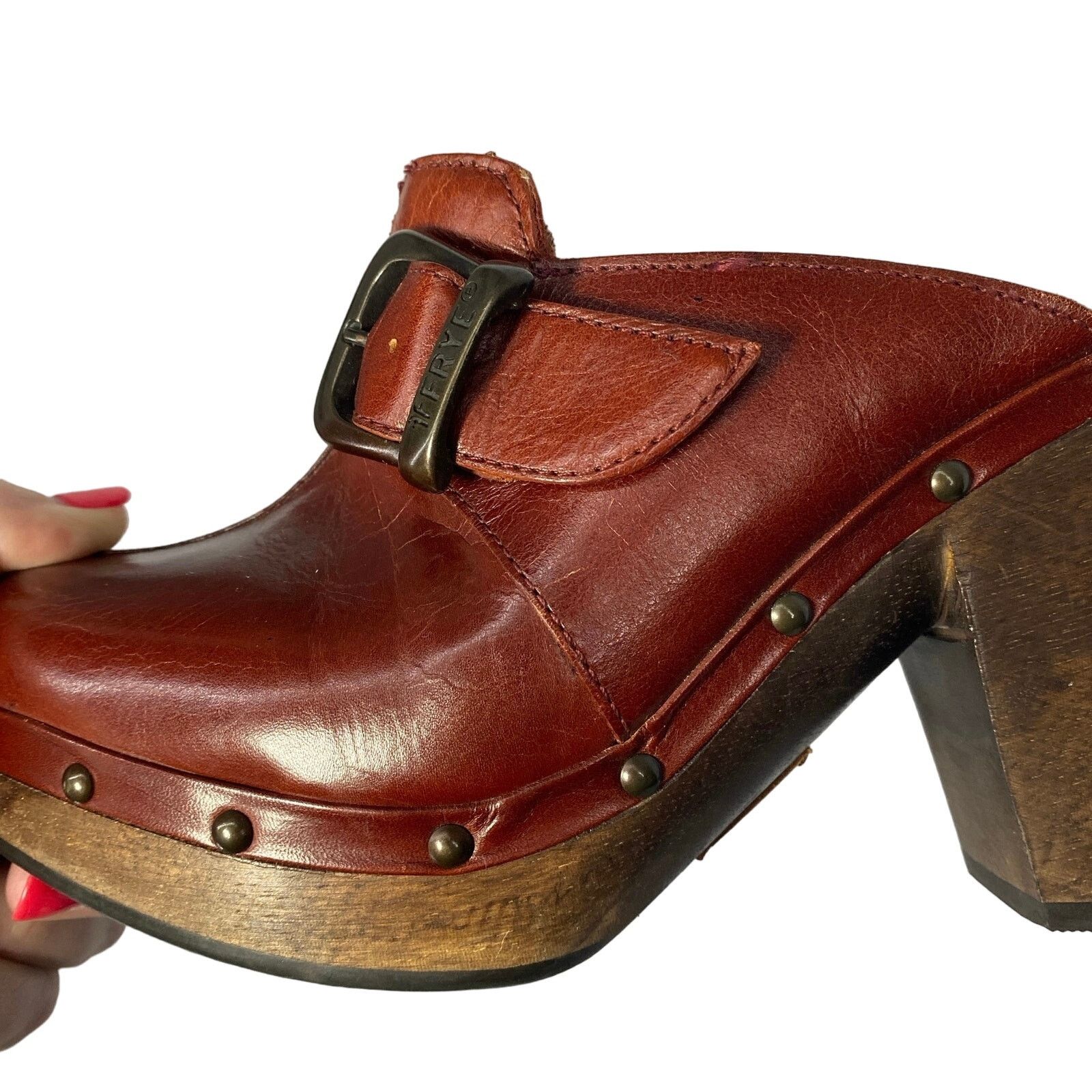 Frye Frye Ella Leather Clogs burg leather shearling women sz 7 Size US 7 / IT 37 - 8 Thumbnail