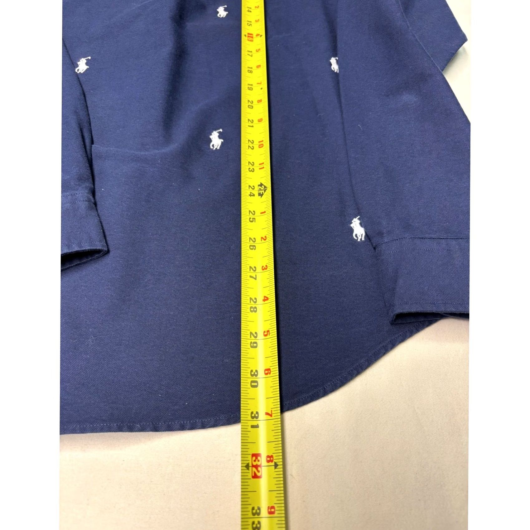 Polo Ralph Lauren Polo Ralph Lauren Mens Navy Slim Fit Oxford Shirt All Over Pony Logo L Size US L / EU 52-54 / 3 - 7 Thumbnail