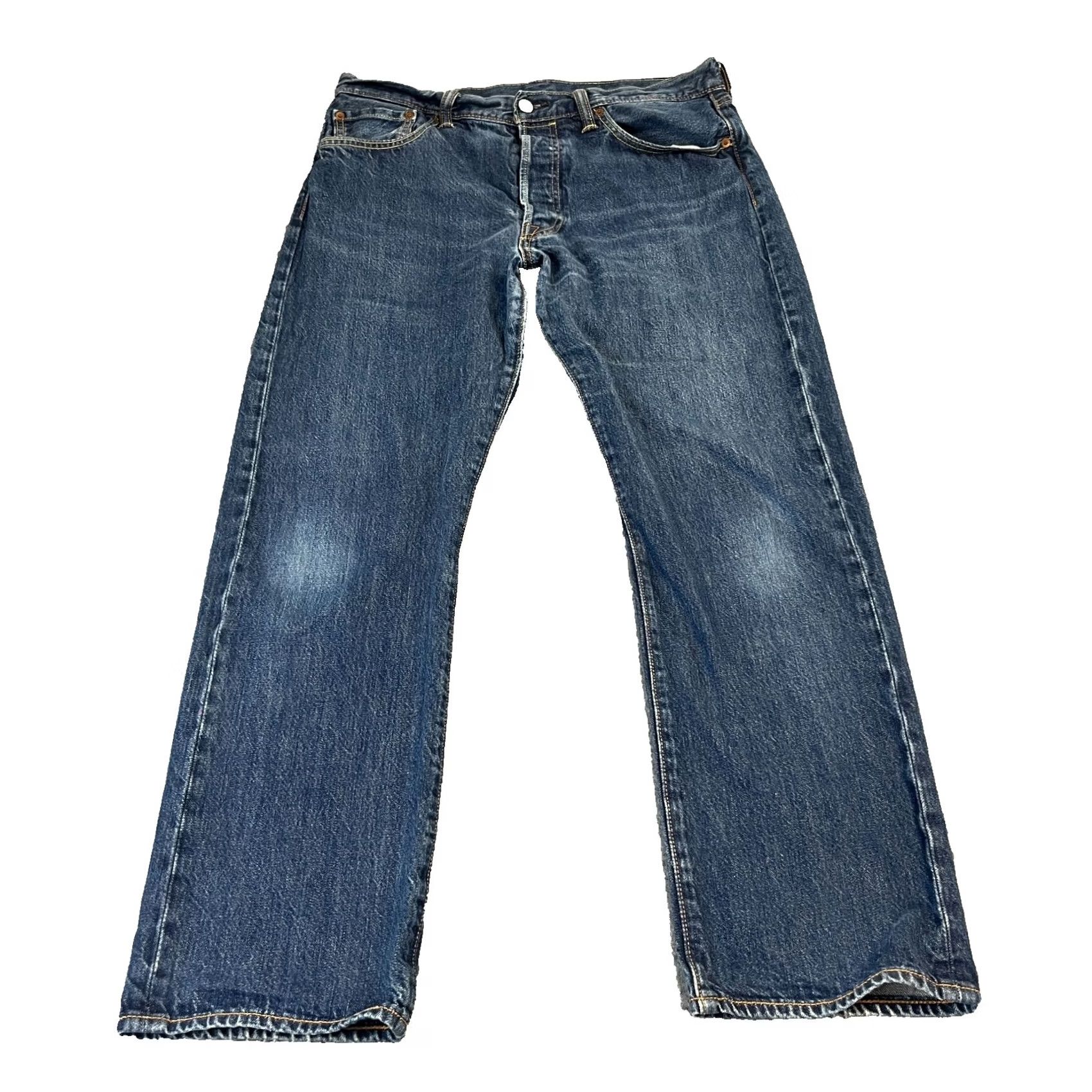 Levi's Levi's 501 Jeans Regular Straight 34 Dark Wash Blue Faded Button Fly Mens Vintage No N/A Size US 34 / EU 50 - 2 Thumbnail