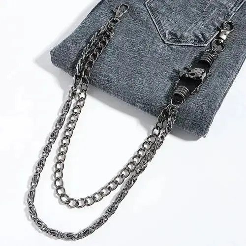 Other Dark Skull Double Layers Pants Chain Waist Size ONE SIZE - 4 Thumbnail