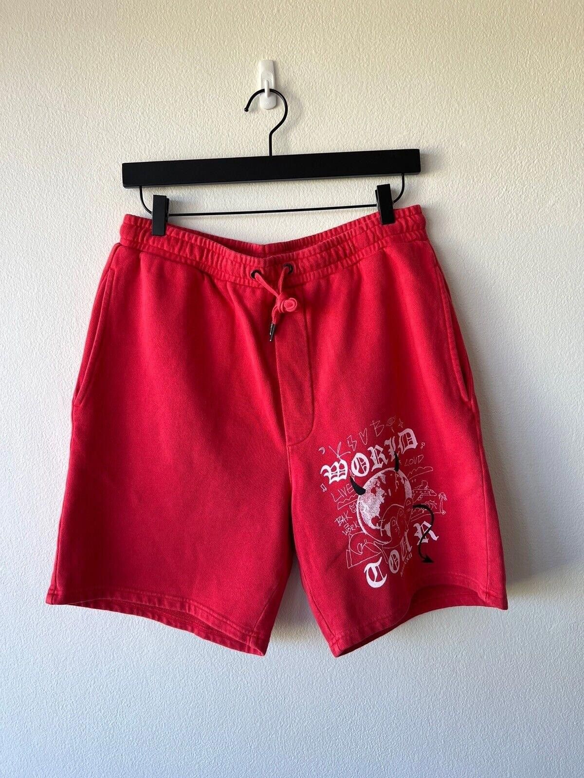 Ksubi new Ksubi mens large 34 36 l fleece trak track Short red Size US 34 / EU 50 - 1 Thumbnail