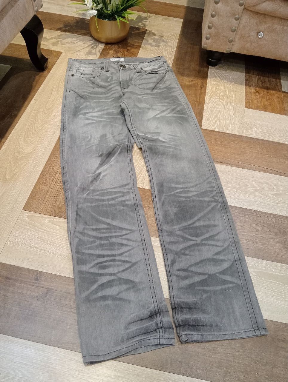 LOWBOX JAPANESE LOWBOX DISTRESSED CHARCOAL GRAY DENIM PANTS Size US 32 / EU 48 - 3 Thumbnail