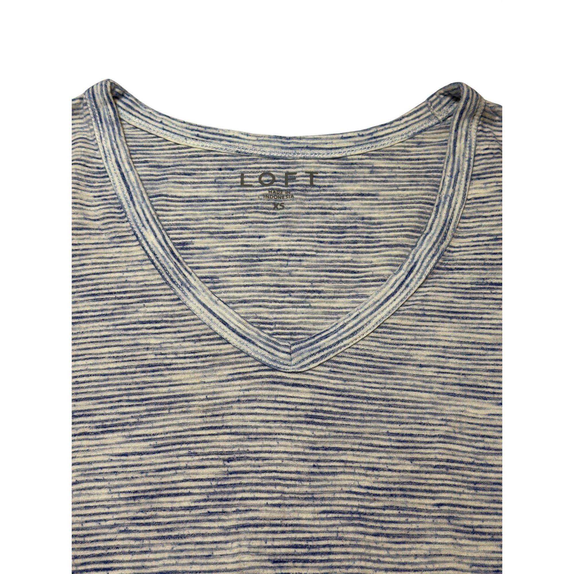 Loft Loft Blue White Striped V Neck Short Sleeve T Shirt Soft Lig Size XS / US 0-2 / IT 36-38 - 4 Thumbnail