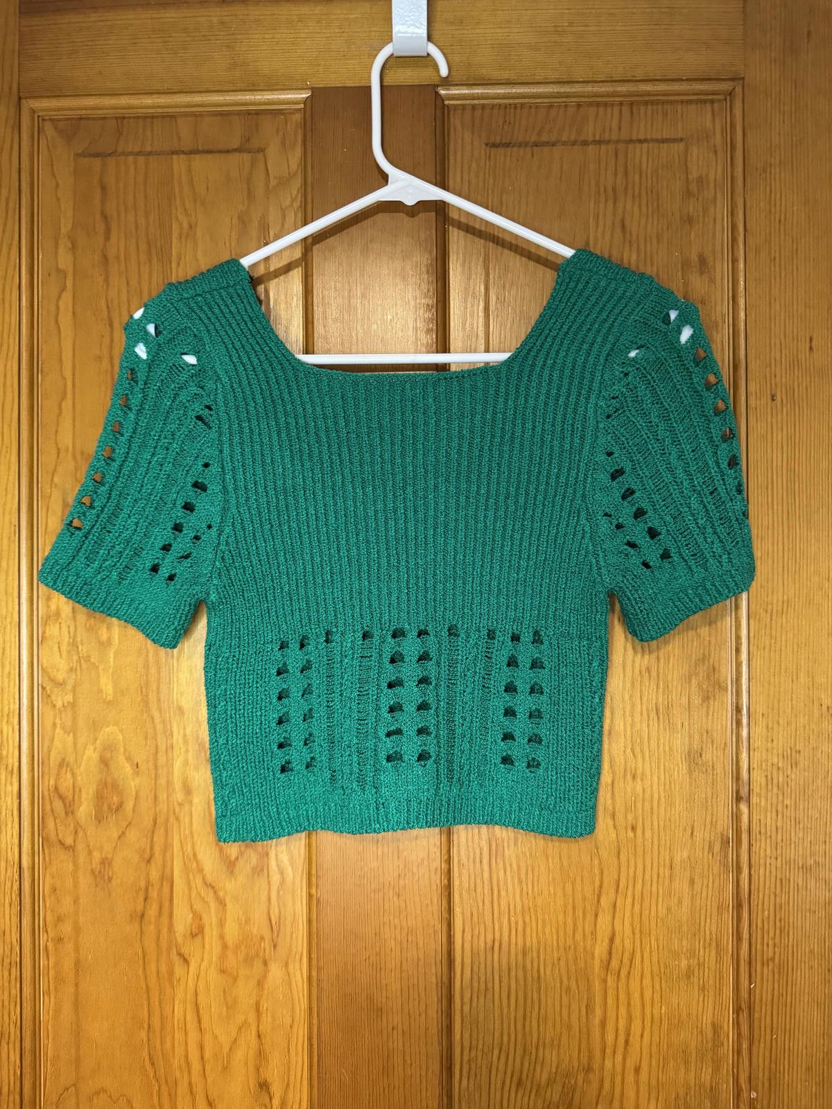 Debut Green Knit Crop Top by Debut Size S / US 4 / IT 40 - 2 Thumbnail