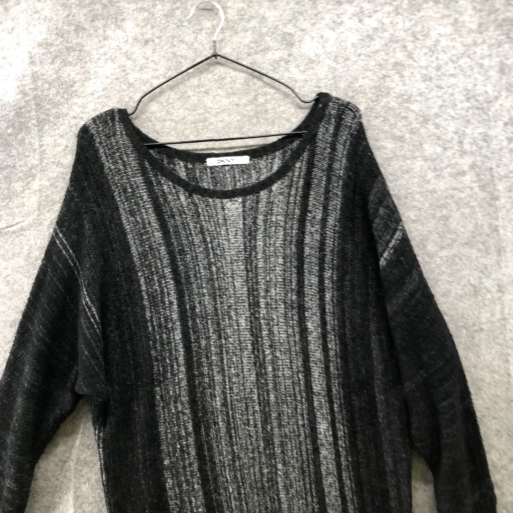 DKNY DKNY Dolman Sleeve Tunic Sweater Womens L Black Gray Striped Angora Blend Size L / US 10 / IT 46 - 5 Thumbnail