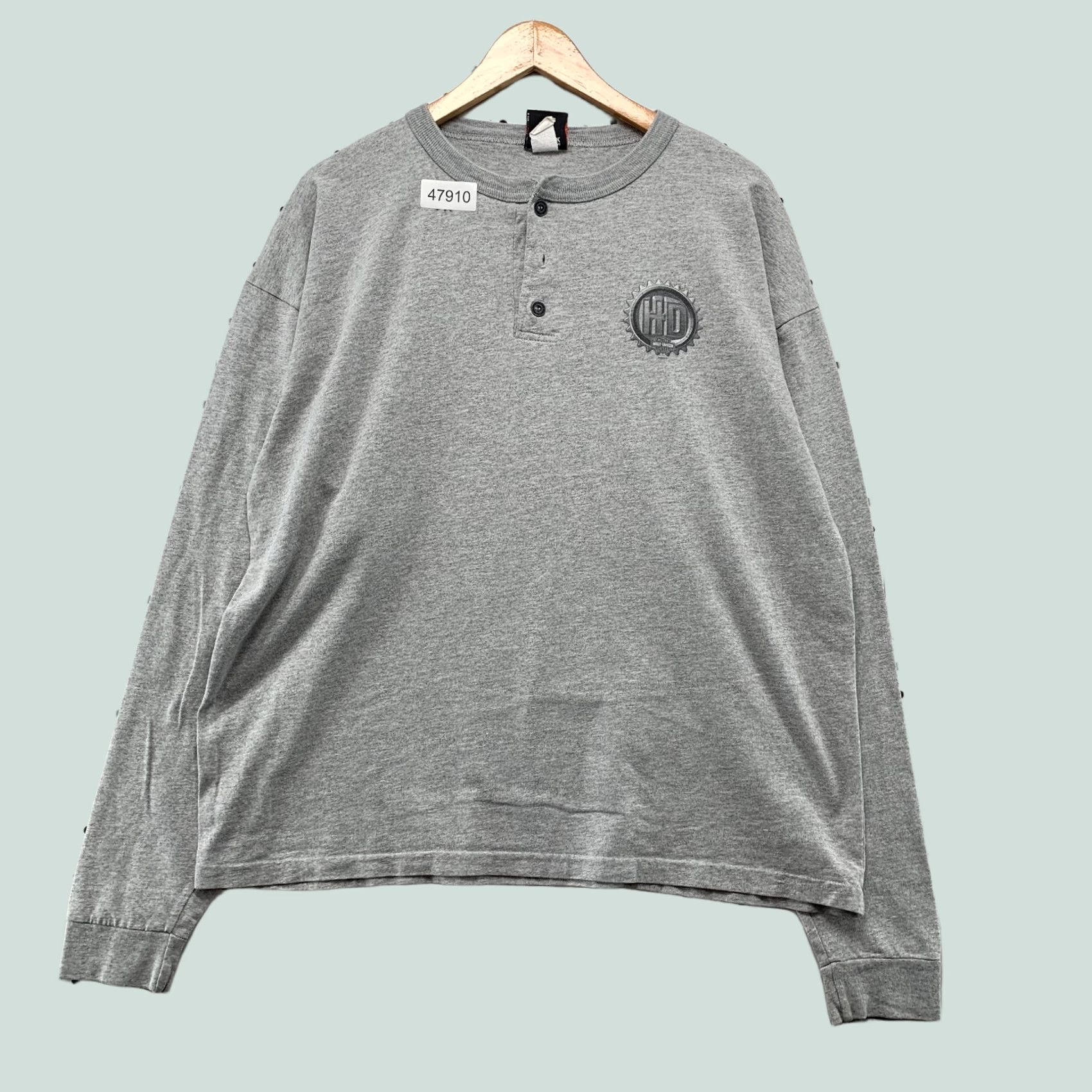 Harley Davidson Harley-Davidson Henley Shirt Men XL Gray Long Sleeve Motorcycle Galaxy Illinois Galena MDN Graphic Print T-Shirt Mens Vintage: No Size US XL / EU 56 / 4 - 1 Thumbnail