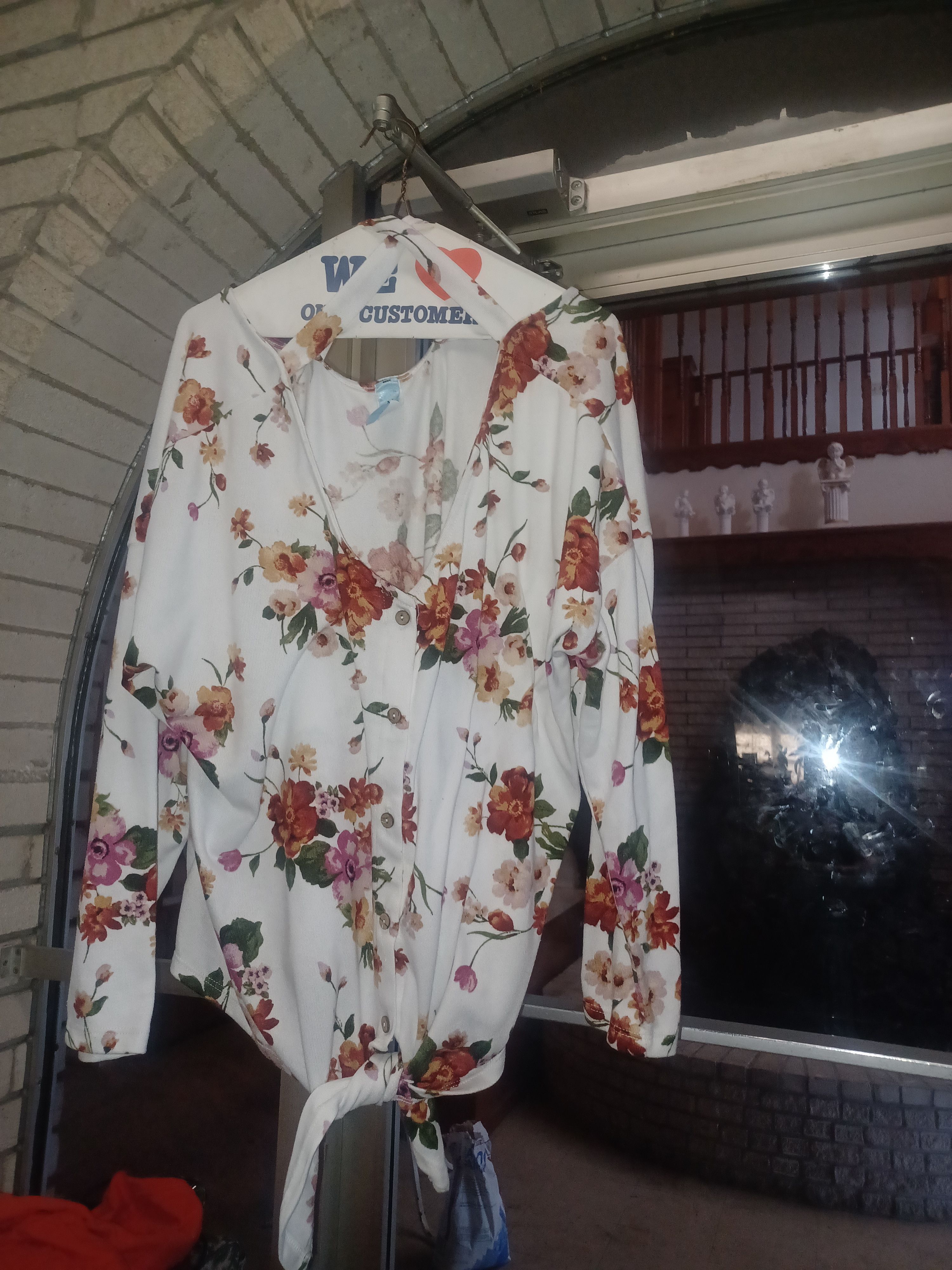 Other M. Fasis Women's Sweater Button-Up 2X White with Flowers Size XXL / US 16-18 / IT 52-54 - 3 Thumbnail