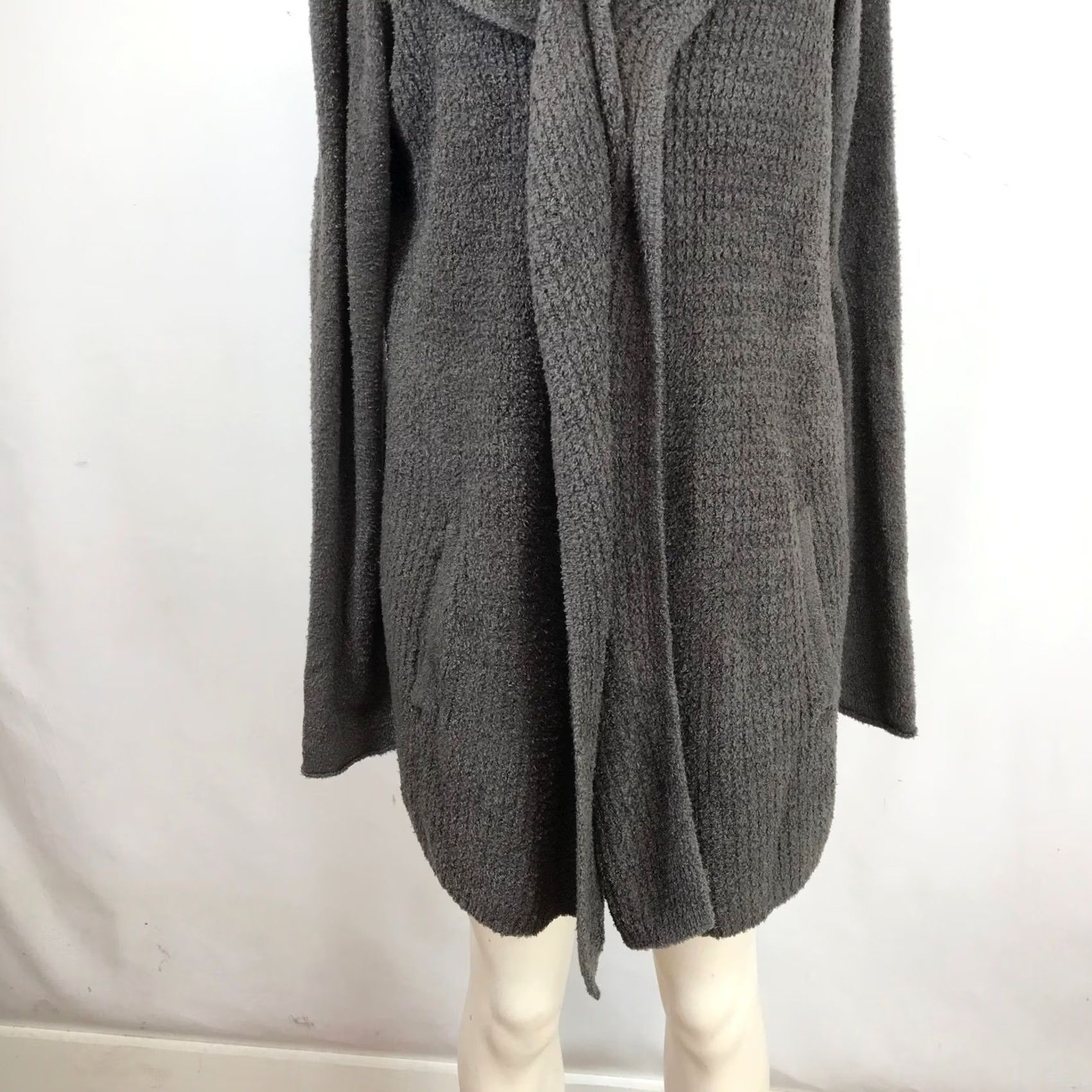 Vintage Barefoot Dreams CozyChic Lite Cardigan Sweater L Charcoal Gray Draped Wrap Open Size L / US 10 / IT 46 - 3 Thumbnail