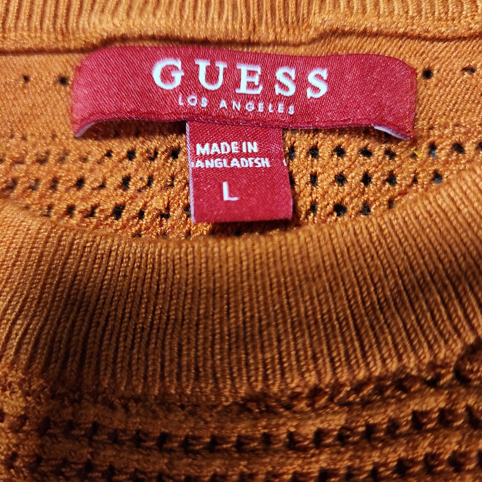 Guess Lightweight Guess Logo Sweater orange Rhinestones sz L 2343 Size L / US 10 / IT 46 - 2 Thumbnail