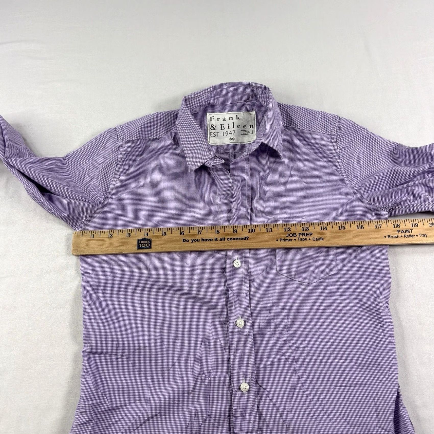 Vintage Frank & Eileen Shirt Womens XS Purple Gingham Check Button-Up Cotton Size XS / US 0-2 / IT 36-38 - 6 Thumbnail