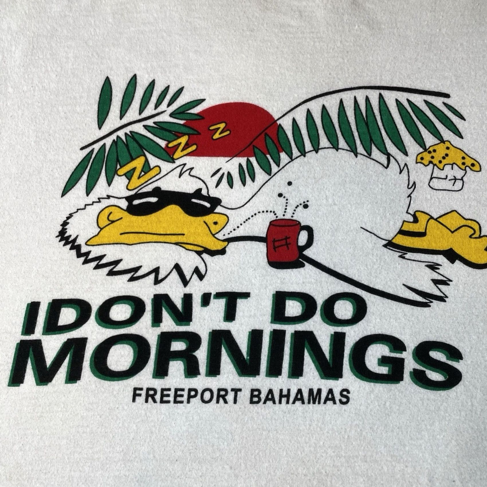 Vintage VINTAGE Bahamas T Shirt Mens XL White I Don't Do Mornings Funny Tee 80s 90s Graphic Print Cotton Short Sleeve Crew Neck Size US XL / EU 56 / 4 - 2 Thumbnail
