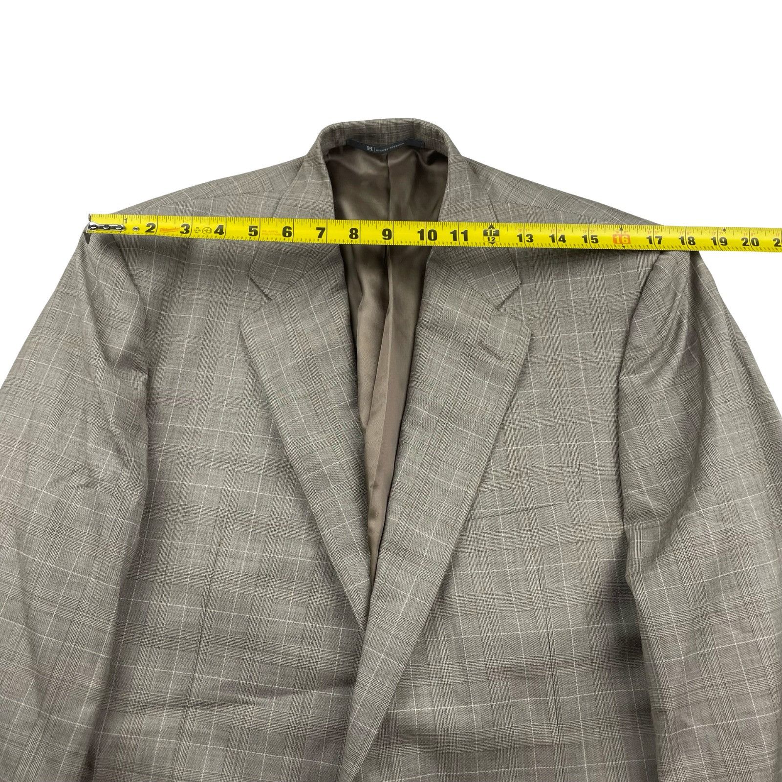 Hickey Freeman Hickey Freeman Men’s 100% Wool 2-Button Suit Beige/Brown Pla Size 40R - 12 Thumbnail