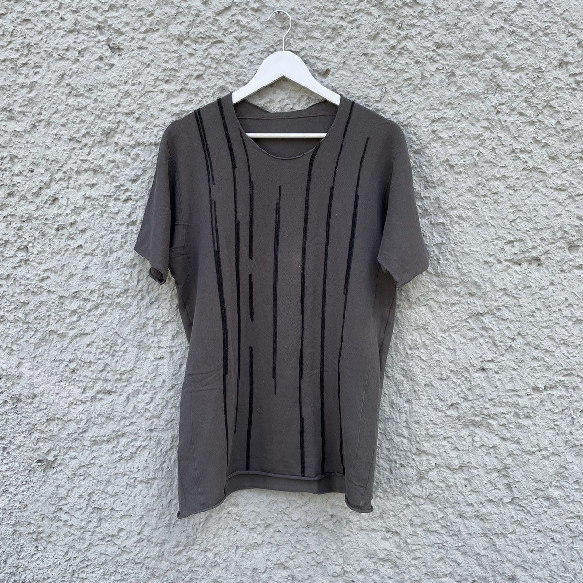 image of Label Under Construction Luc Grey T-Shirt Tee Top Stripes, Men's (Size Medium)