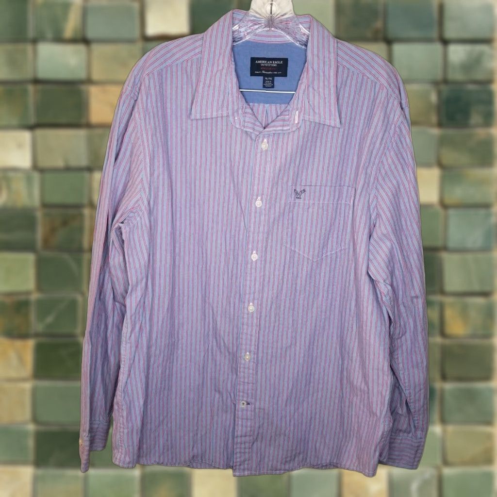 American Eagle Outfitters American Eagle Mens Long Sleeve Button Up Shirt XL Purple Size US XL / EU 56 / 4 - 1 Thumbnail
