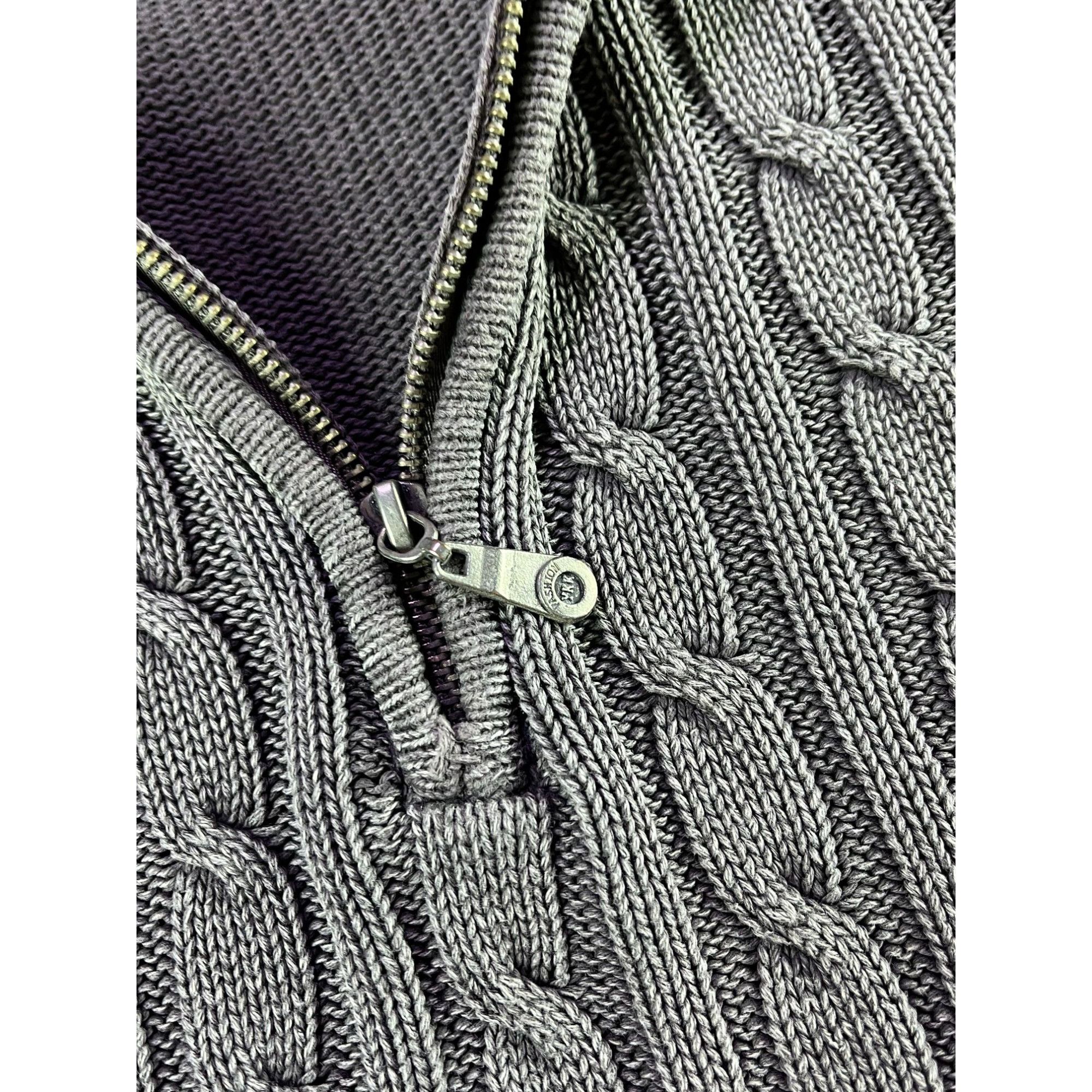 Vintage Vintage Heavy Knit Gray Cable Half-Zip Sweater Size US XL / EU 56 / 4 - 4 Thumbnail