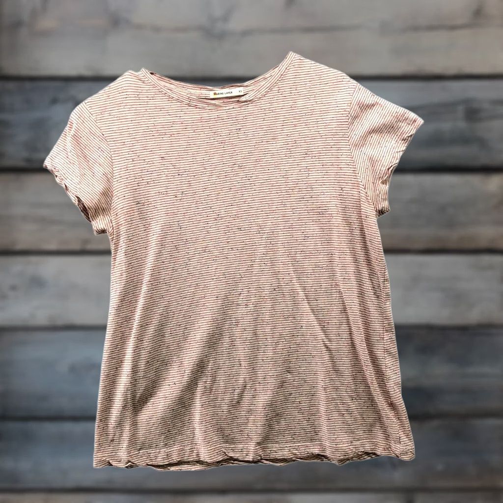 Marine Layer Marine Layer Swing Crew Tee Womens XS Confetti Red Stripe Short Sleeve Size 26" / US 2 / IT 38 - 1 Thumbnail