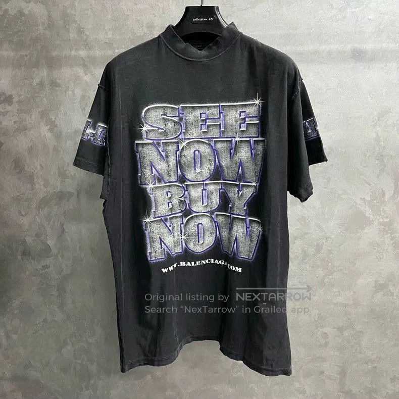Balenciaga Balenciaga Black Letter Print Hole Tee. Size US S / EU 44-46 / 1 - 1 Thumbnail