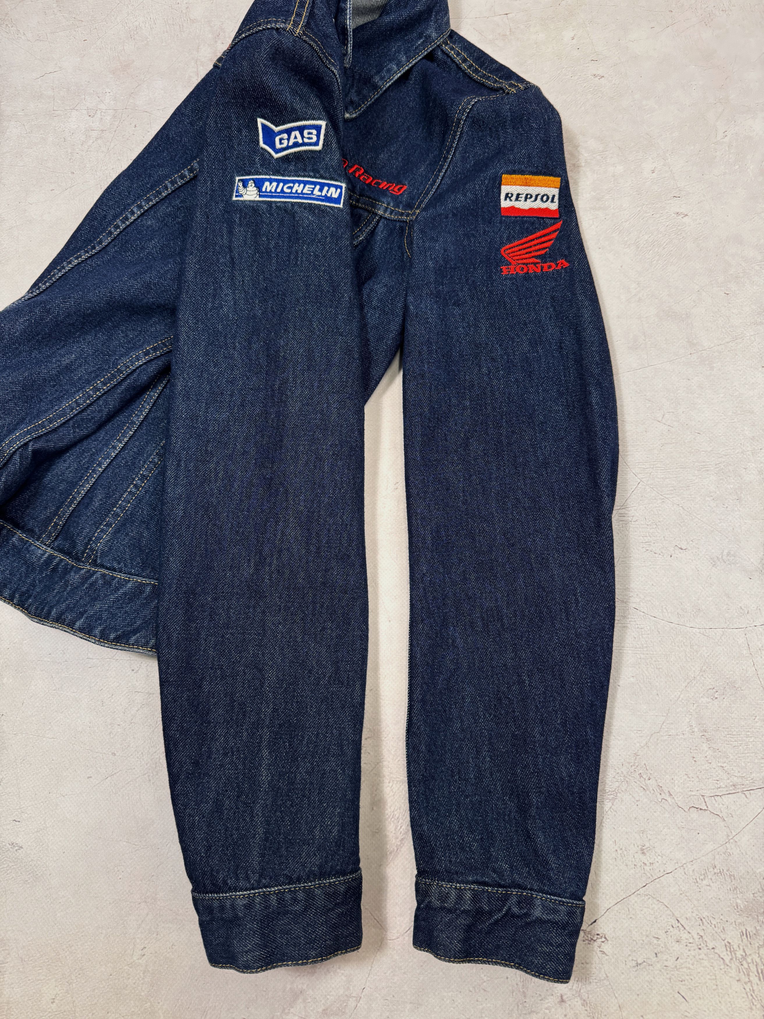GAS × Honda Gas Denim Jacket Honda Repsol Racing Michelin Women Size L / US 10 / IT 46 - 16 Thumbnail