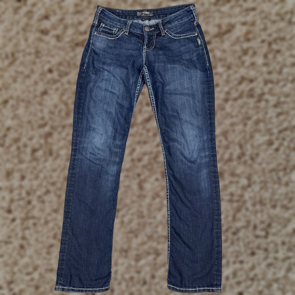 Silver Jeans Co. Silver Jeans Co Berkley Straight Jeans Womens 28 Blue Wash Midrise Stretch 28x32 Size 28" / US 6 / IT 42 - 1 Thumbnail