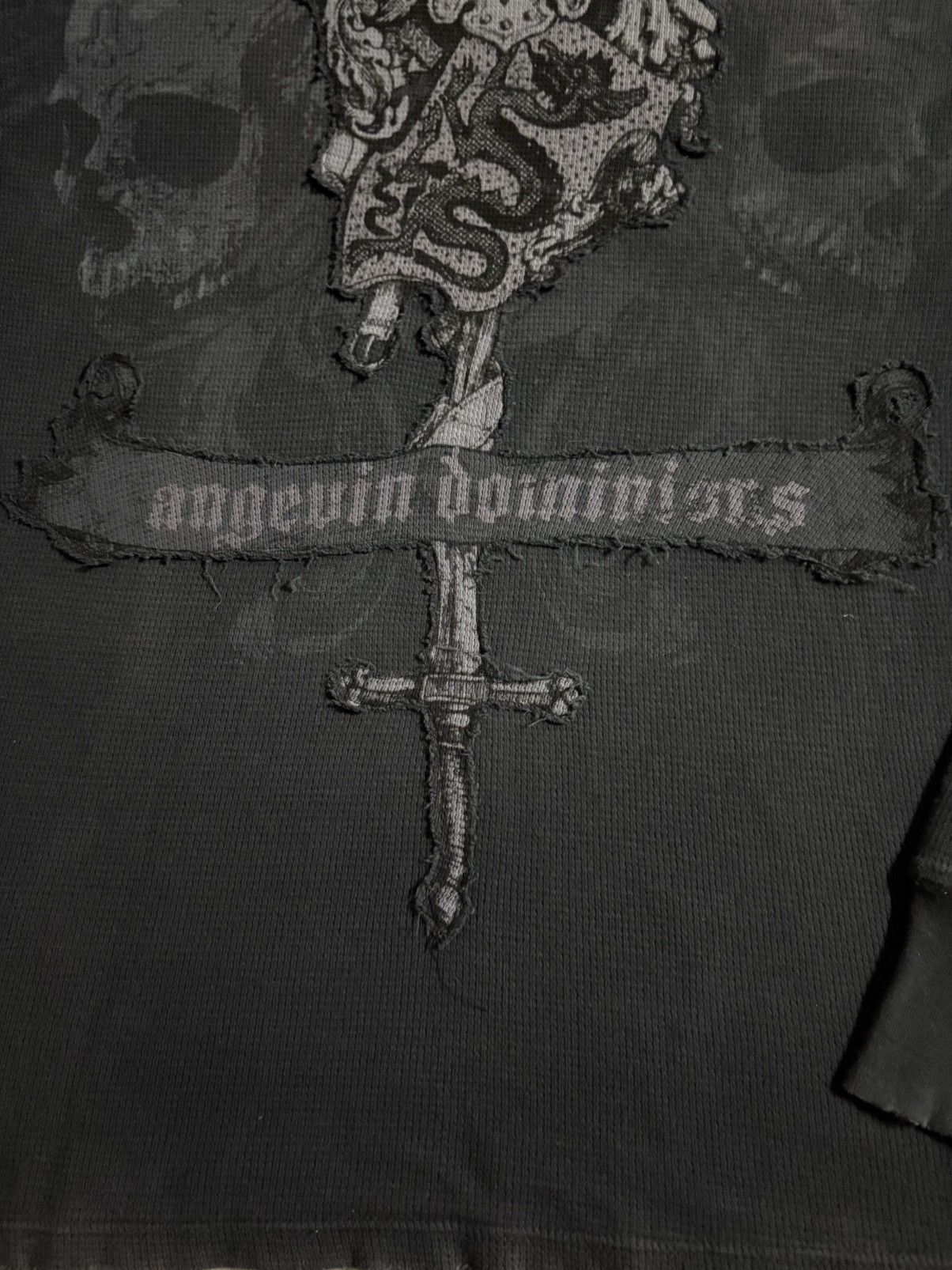 Affliction Monarchy Cross Skull Distressed Style Knit Long Sleeve Tee Size US M / EU 48-50 / 2 - 4 Thumbnail