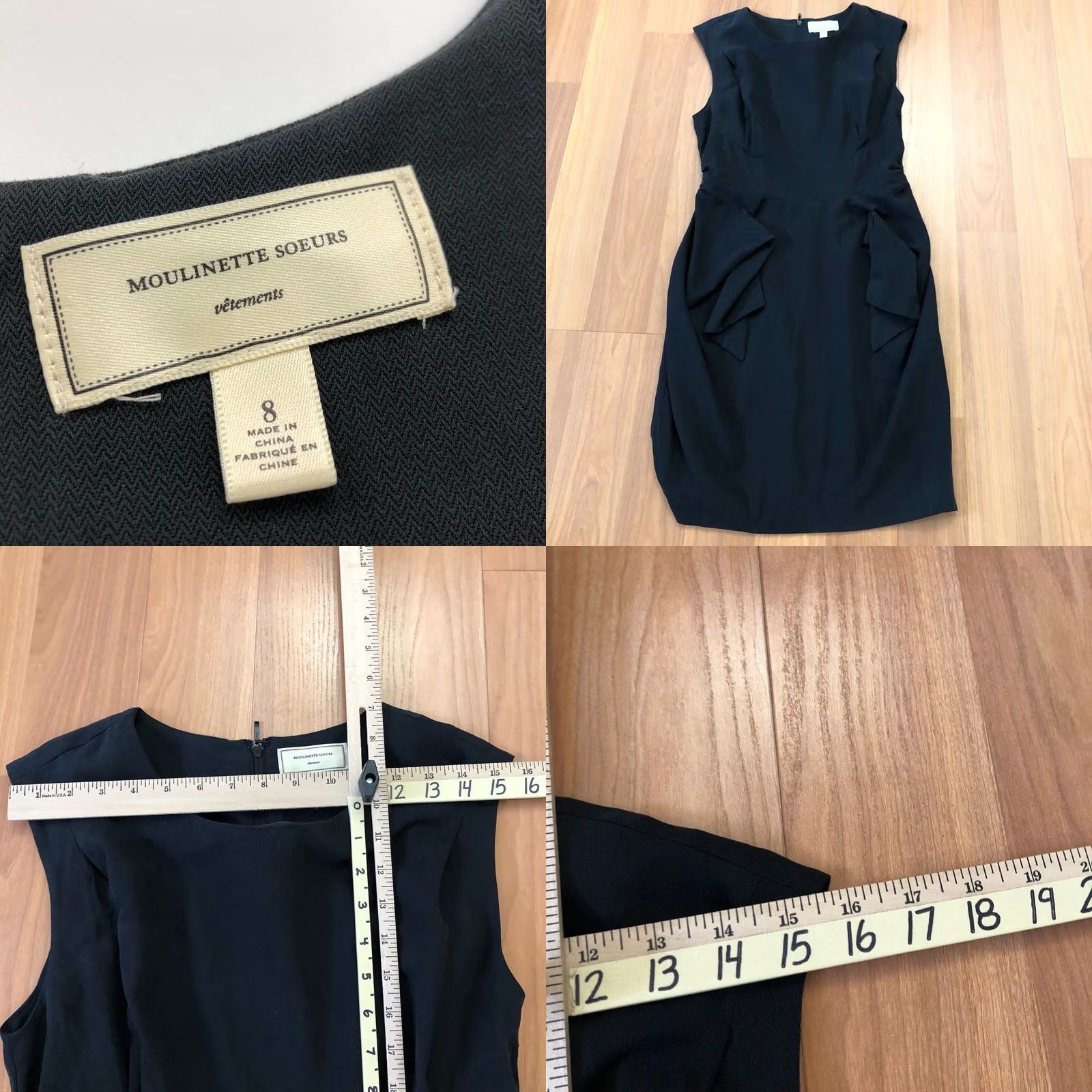 Vetements Moulinette Soeurs Vetements Dress Midi Silk Blend Women’s 8 Sheath Round Neck Sleeveless Black Size M / US 6-8 / IT 42-44 - 8 Thumbnail
