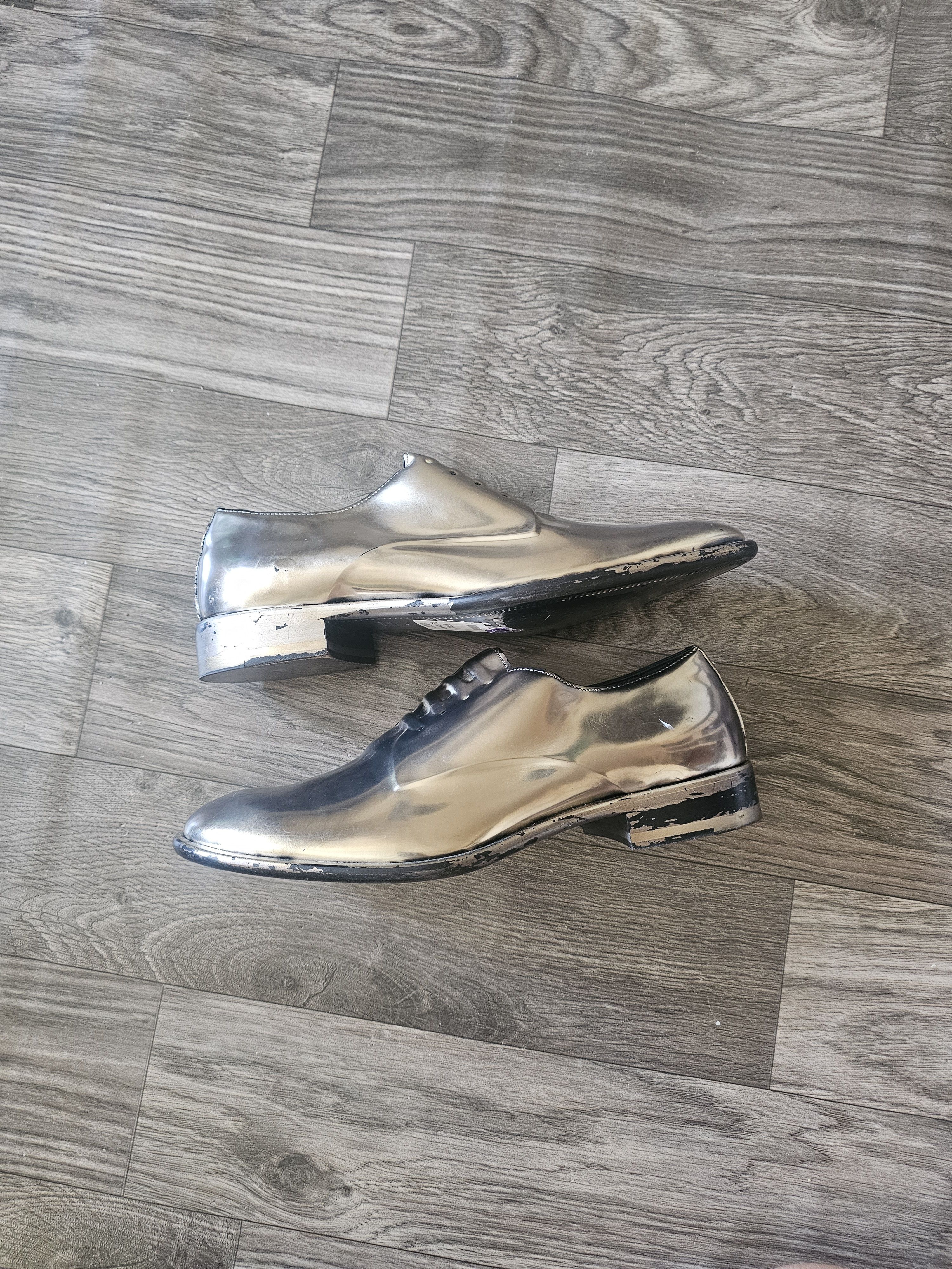 Maison Margiela Metallic Gold Leather Oxford Shoes Size 40 Size US 8 / EU 41 - 3 Thumbnail