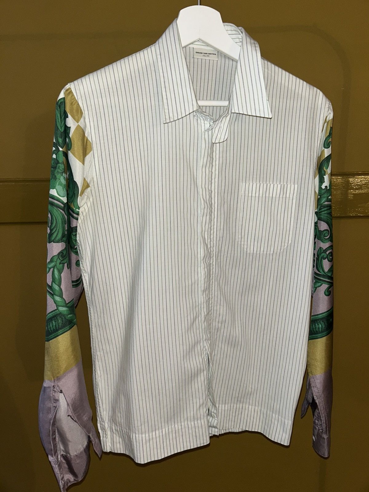 Dries Van Noten Dries Van Noten Zipped Cotton Shirt Silk Sleeves Size US S / EU 44-46 / 1 - 1 Thumbnail