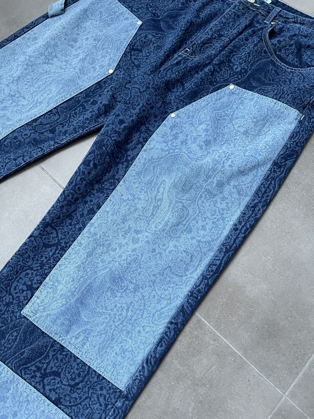 Les Benjamins !DS! SS23 Les Benjamins Horse Paisley Navy Denim Pants Size US 34 / EU 50 - 10 Thumbnail