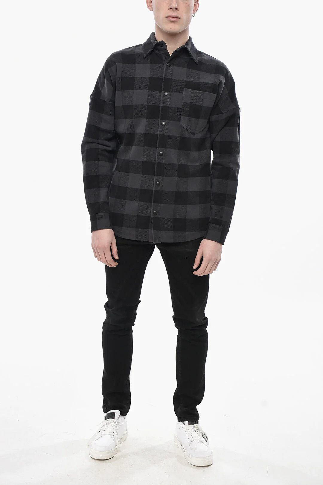 Palm Angels og1mm0326 Cotton Flannel Overshirt in Grey Size US XS / EU 42 / 0 - 4 Thumbnail