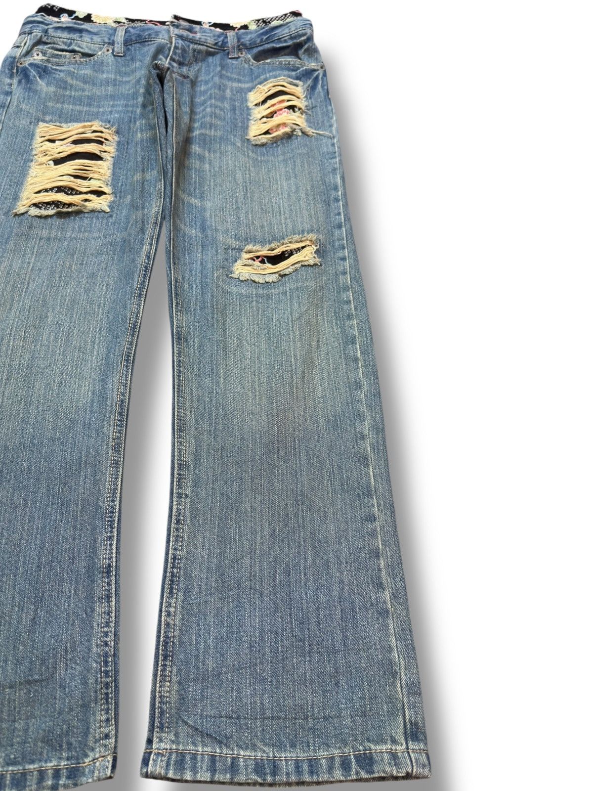 Hysteric Glamour Vintage Japanese Brand Double Waist Grunge Distressed Denim Size US 31 - 4 Thumbnail