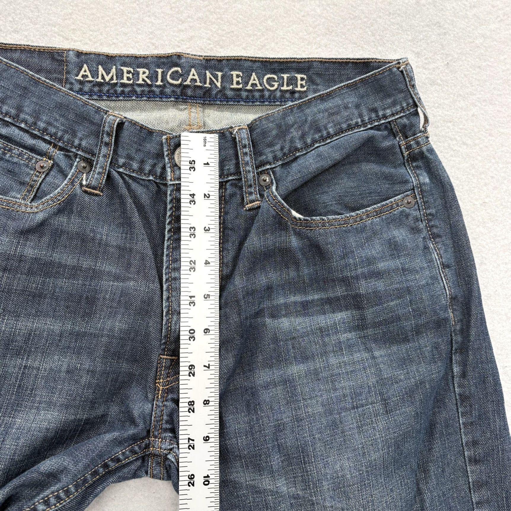 Vintage American Eagle Original Straight Jeans Mens 29x30 Blue Medium Wash Denim Grunge Size US 29 - 7 Thumbnail