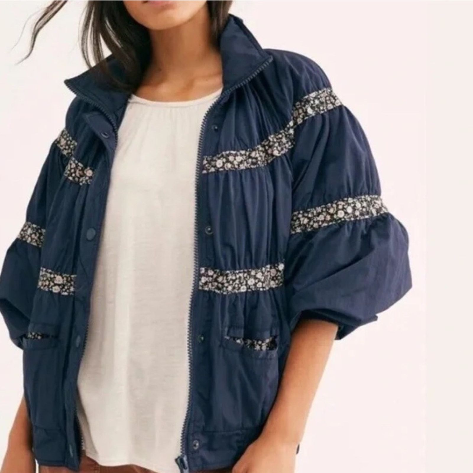 Free People FREE PEOPLE On My Mind Winter Oversize Bomber Jacket Navy M Size M / US 6-8 / IT 42-44 - 5 Thumbnail