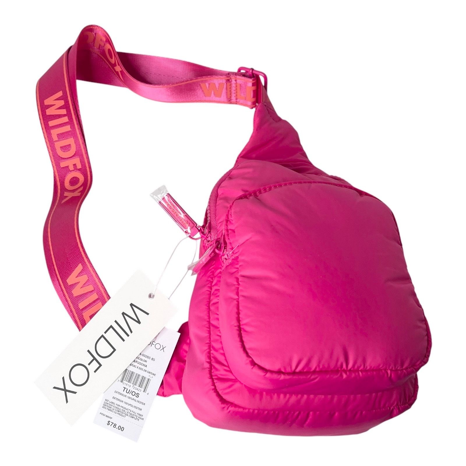 Wildfox Parachute Crossbody Zip Sling Belt Bag Handbag Purse in Pink, Women's