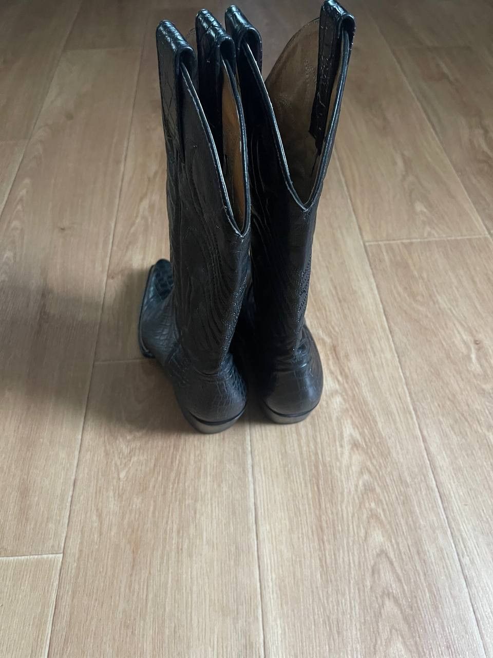 Cowboy Equipment × Japanese Brand × Vintage Vintage Cowboy Boots Black Leather USA Western Size US 6 / IT 36 - 9 Thumbnail