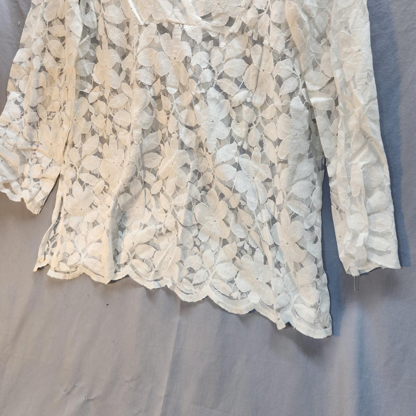 Designer J Valdi Cotton Blend Lace Top White Size Large NWT Size L / US 10 / IT 46 - 3 Thumbnail