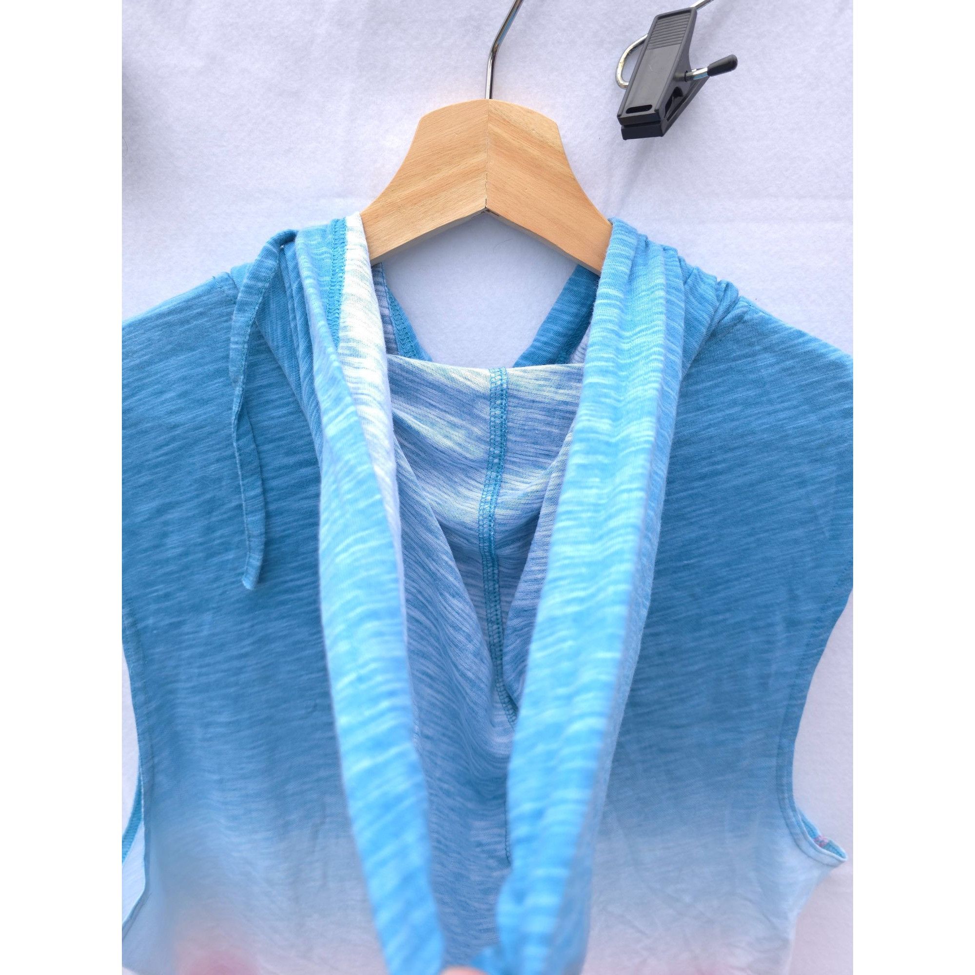 American Rag American Rag Womens Sleeveless Hooded Top Medium Blue & Pink Size M / US 6-8 / IT 42-44 - 5 Thumbnail