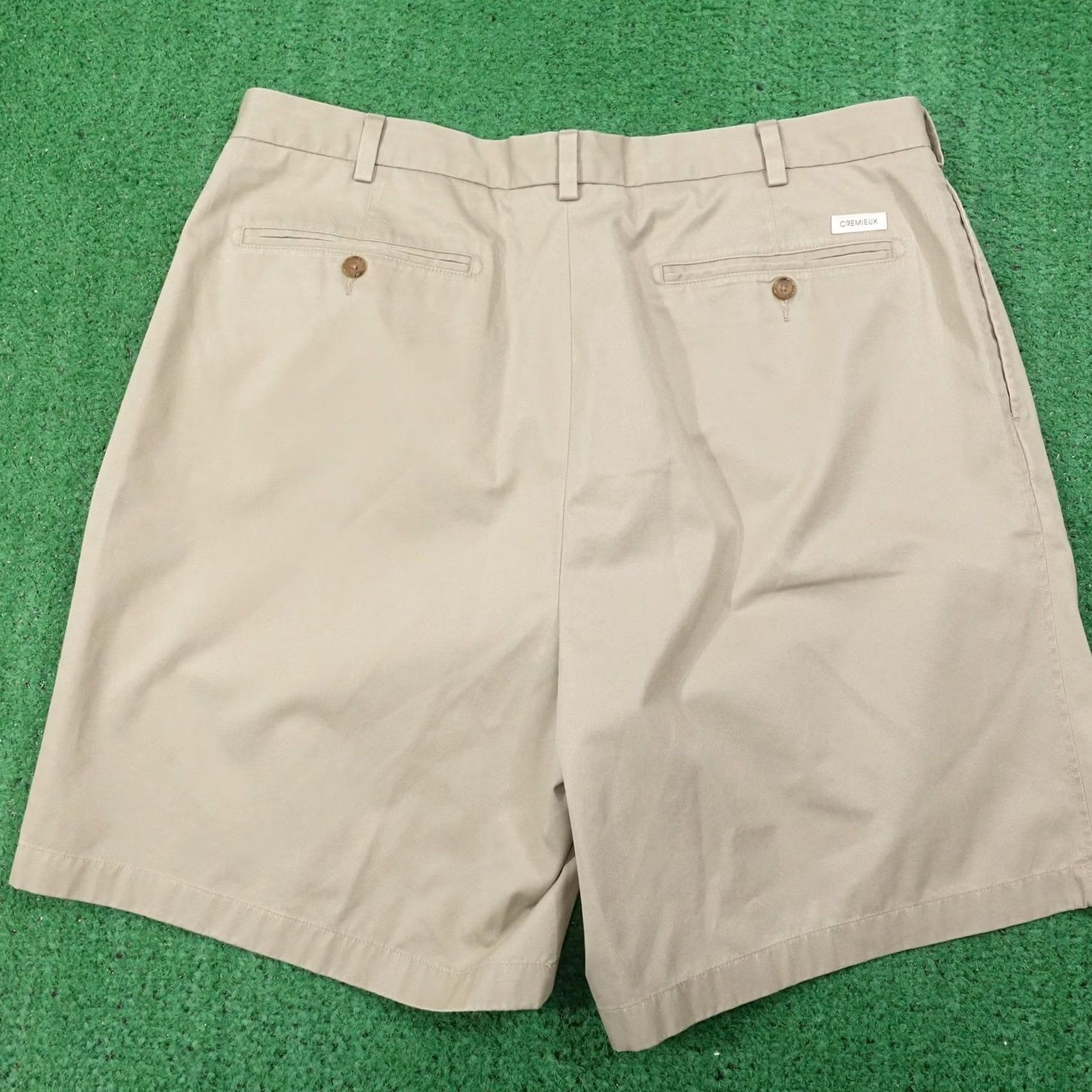 Cremieux Daniel Cremieux Shorts Mens 39 Beige Chino Pleated Relaxed Inseam 9in 100% Cotton Casual Business Front Pockets Logo Mens Size US 39 - 3 Thumbnail