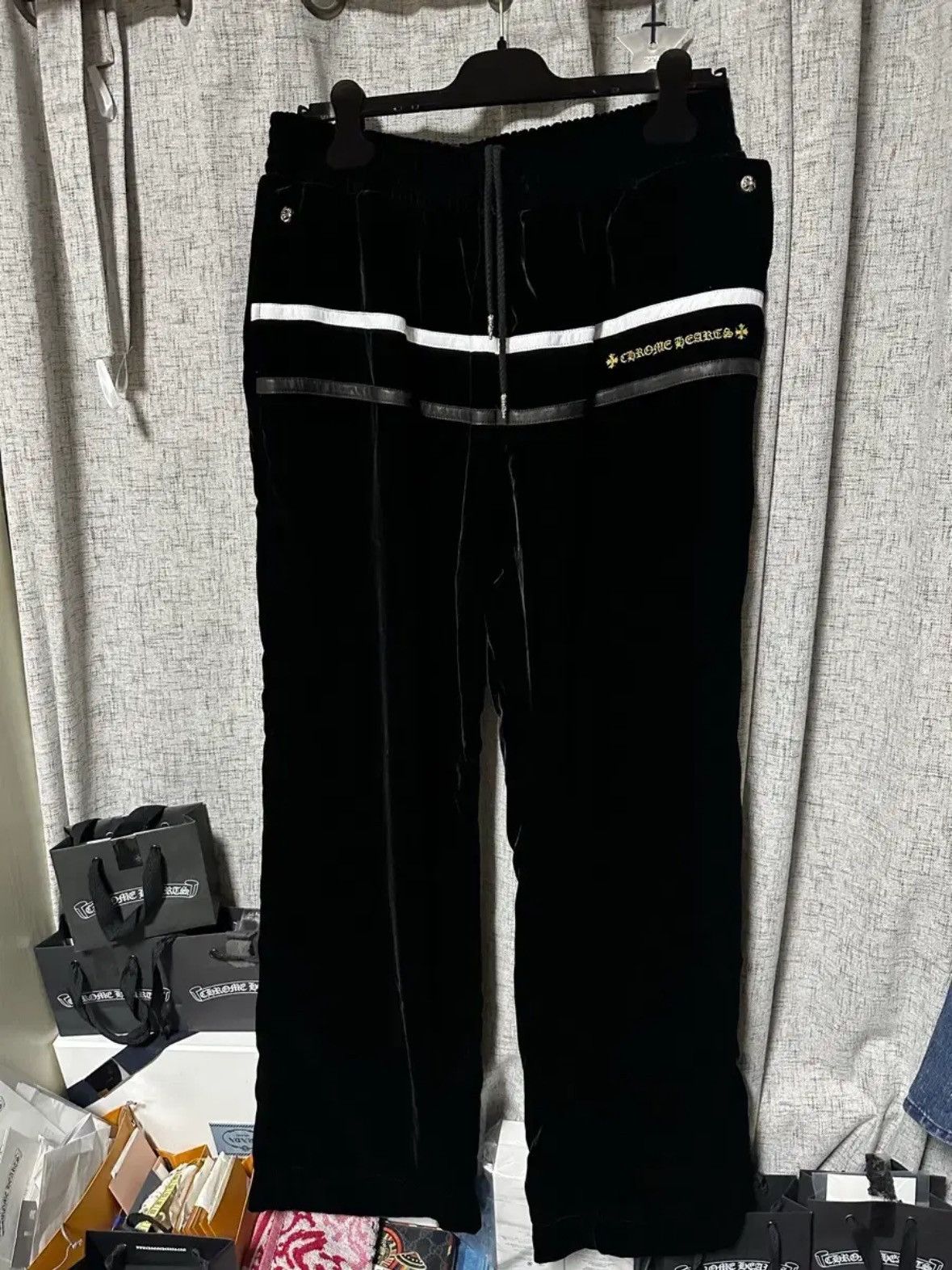 Chrome Hearts Embroidered Logo Leather Patch Velvet Trackpants Size US 36 / EU 52 - 1 Thumbnail