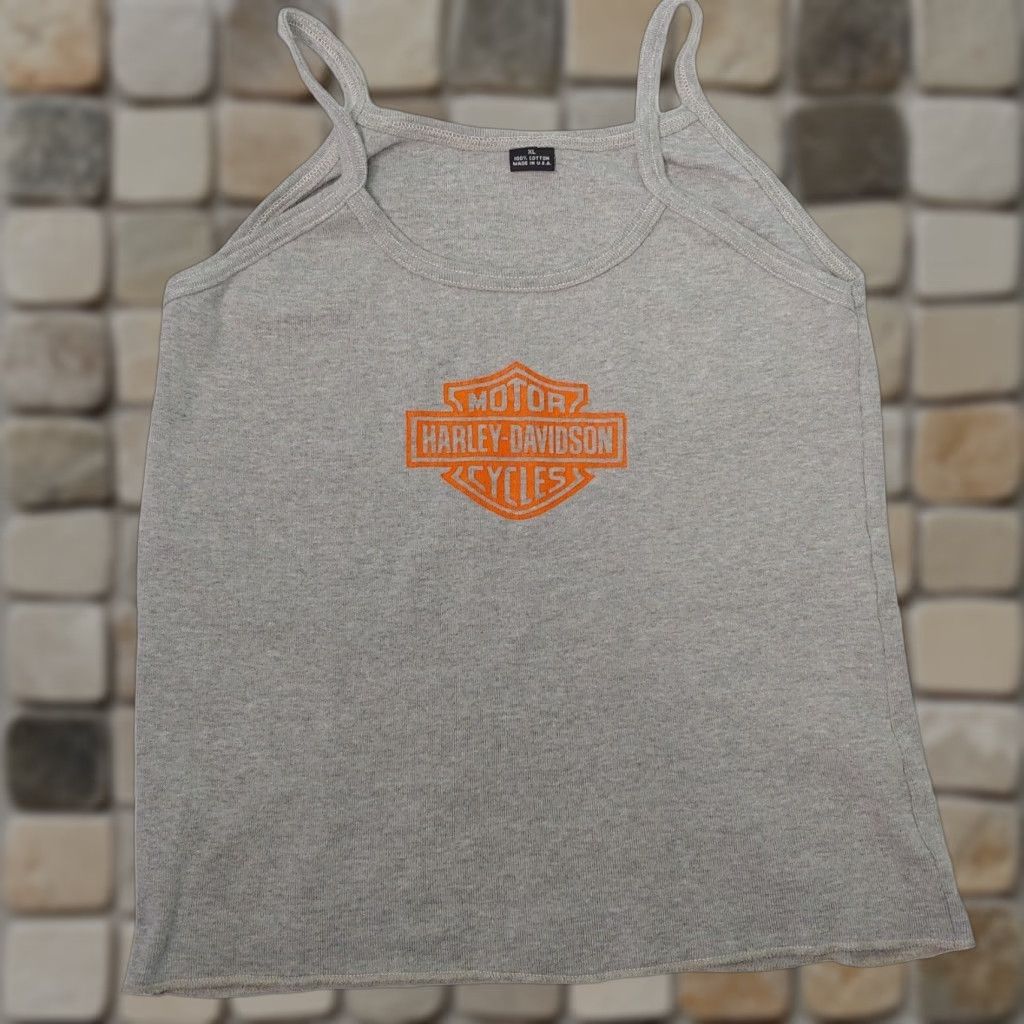 Harley Davidson Harley-Davidson Tank Top Womens XL Gray Orange Logo Biker USA Runs Small Slim Jersey Knit 100% Cotton Tank Shirt Size XL / US 12-14 / IT 48-50 - 1 Thumbnail