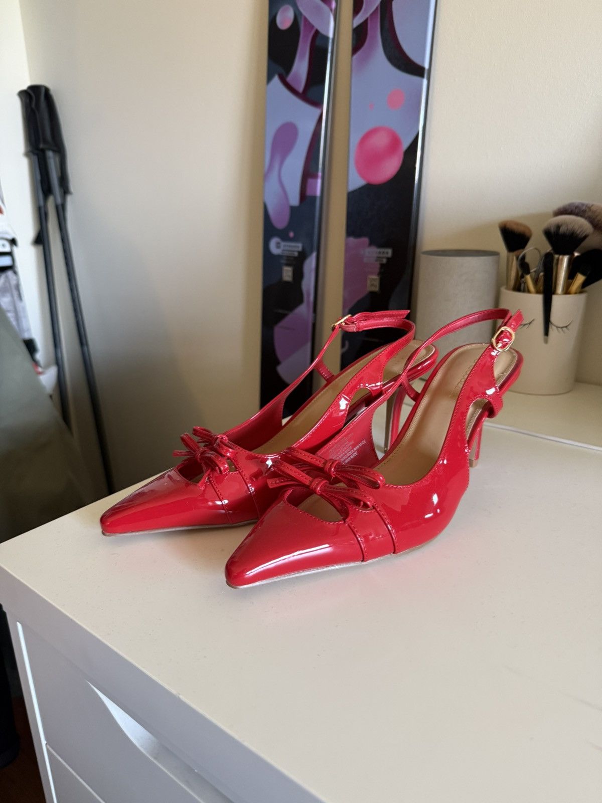 Other Vintage Red Leather Slingback Heels Size US 9 / IT 39 - 3 Thumbnail