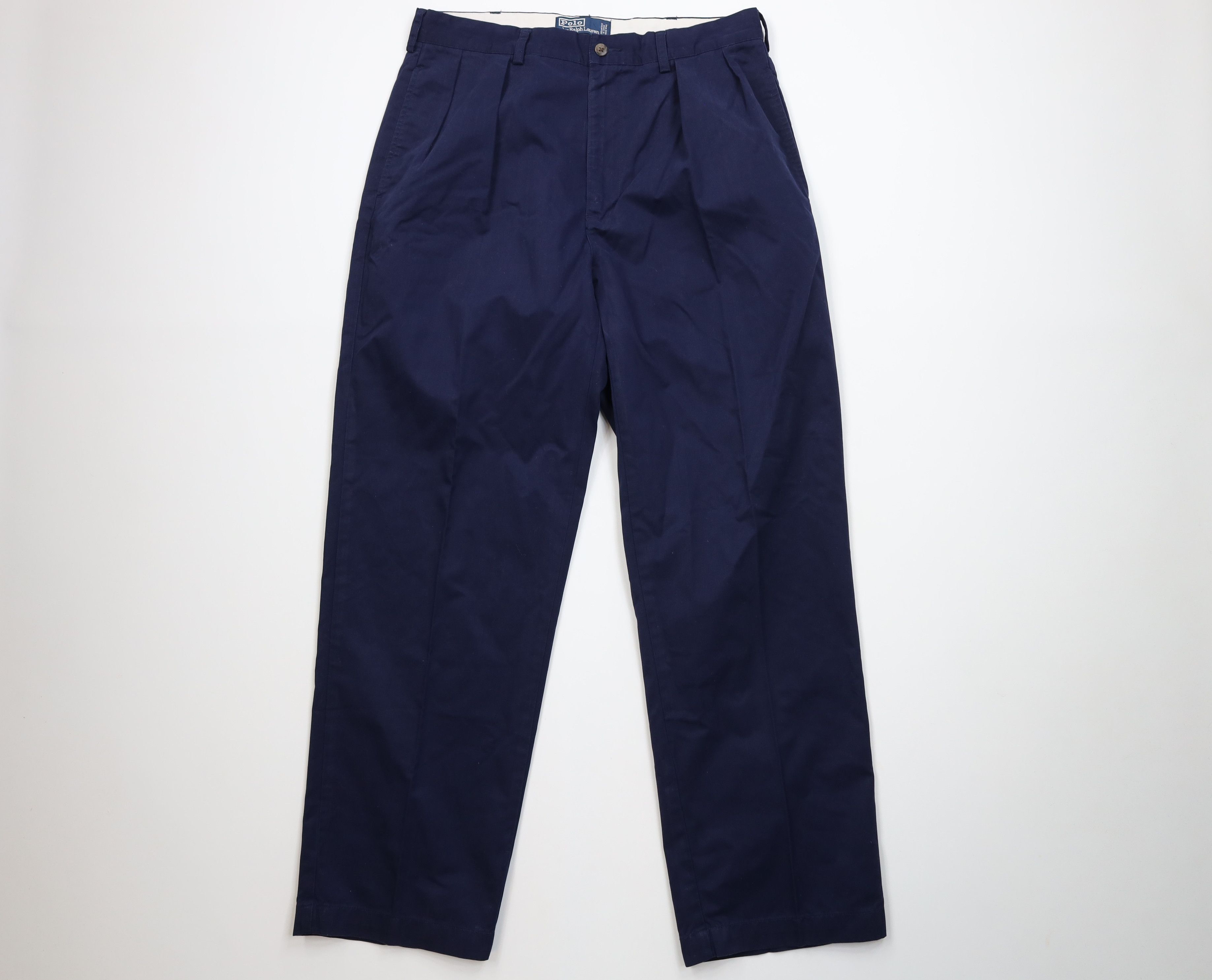 Ralph Lauren Vintage 90s Ralph Lauren Wide Leg Chino Pants Navy Blue Size US 32 / EU 48 - 1 Thumbnail