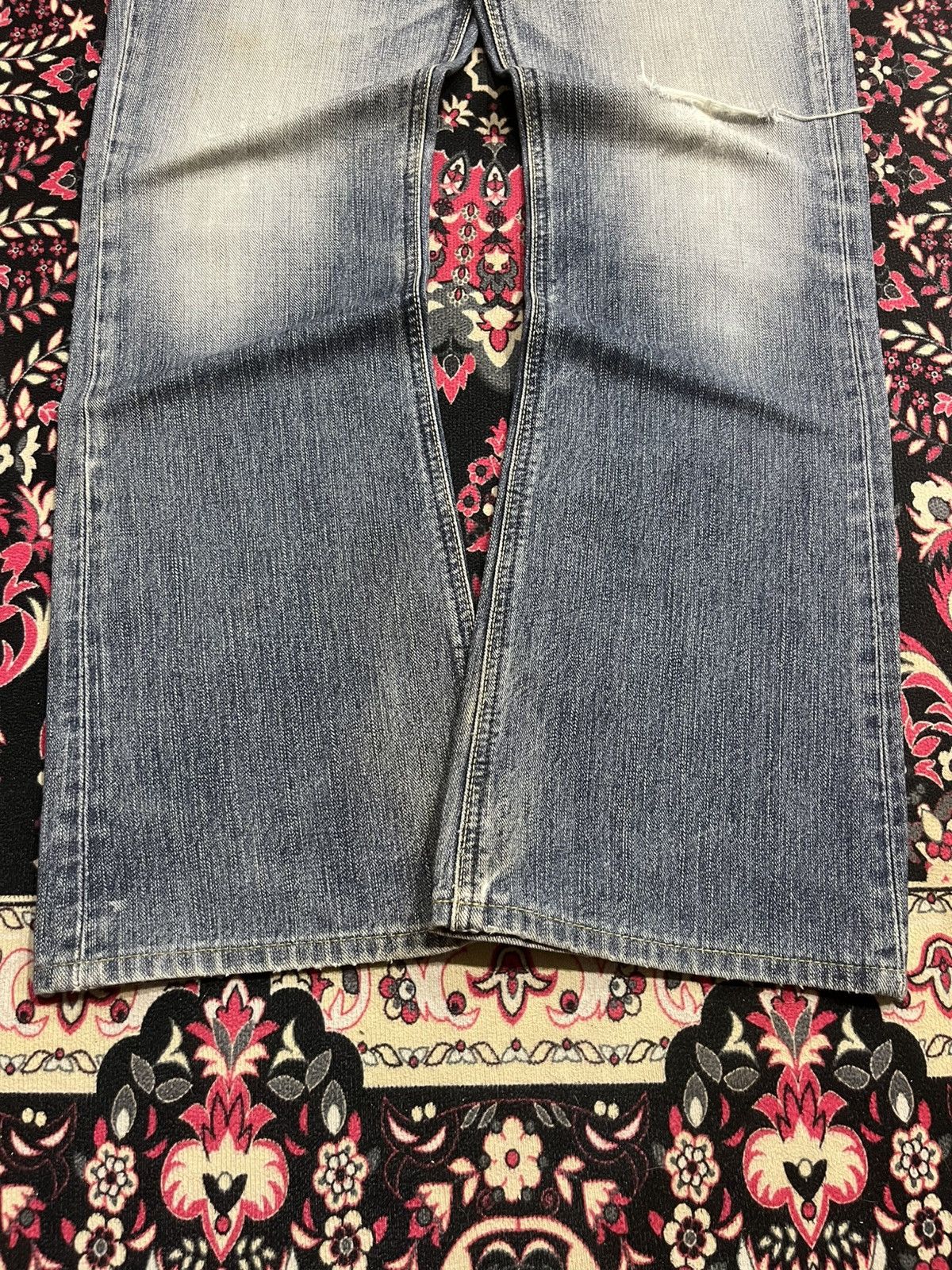 Lee Vintage Lee Riders Japan Made Blue Wash Distress Flare Jeans Size US 31 - 10 Thumbnail