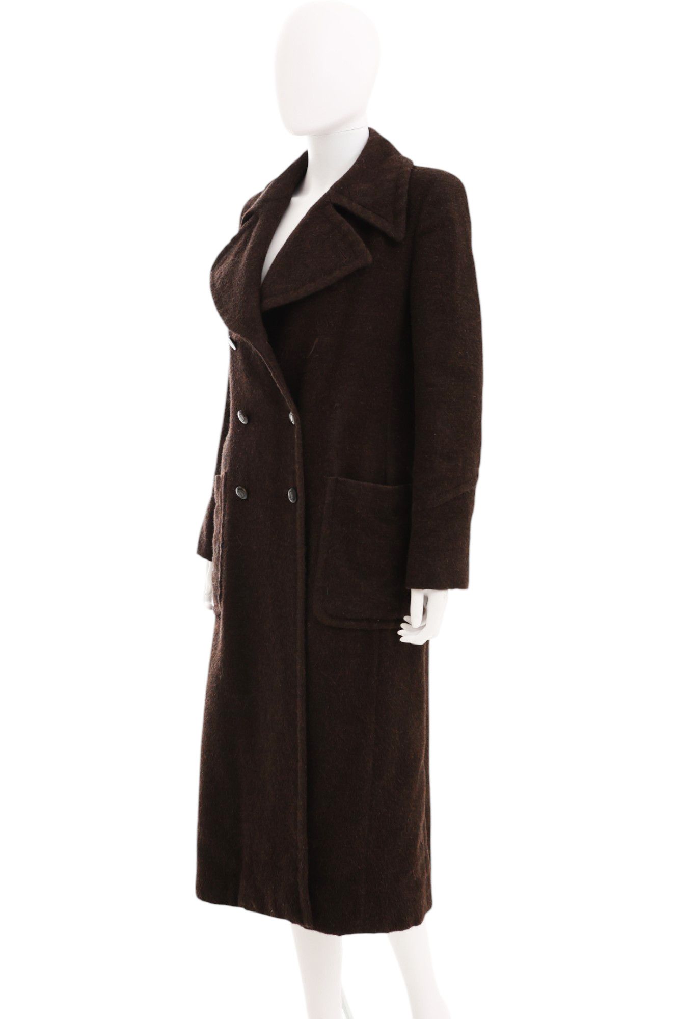Gucci × Tom Ford F/W 1995 Alpaca Brown Double Breasted Coat Size XS / US 0-2 / IT 36-38 - 3 Thumbnail