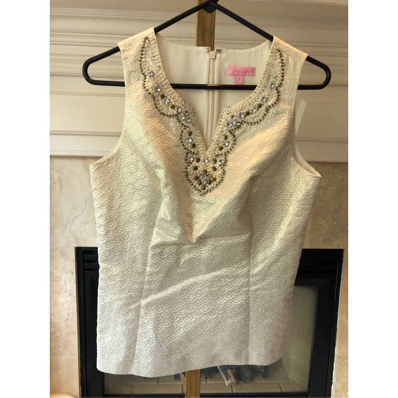 Lilly Pulitzer Lilly Pulitzer Women’s White Sparkle Circle Design Bead Embr Size S / US 4 / IT 40 - 1 Thumbnail