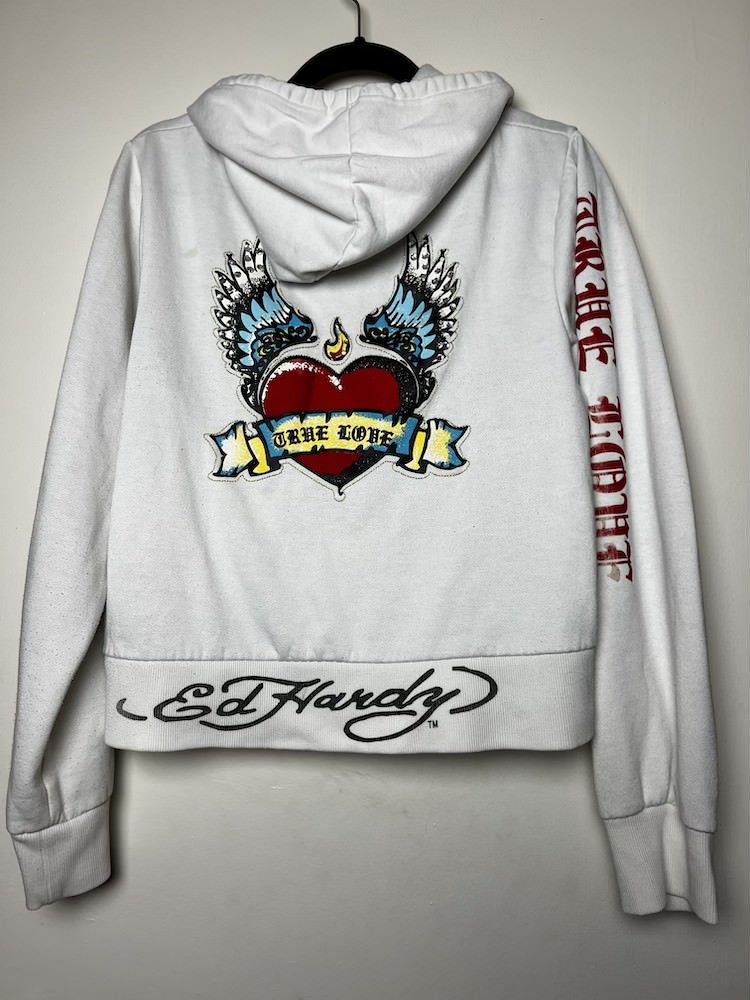 Ed Hardy Vintage Ed Hardy True Love Zip Up Hoodie Sweatshirt Size L / US 10 / IT 46 - 8 Thumbnail