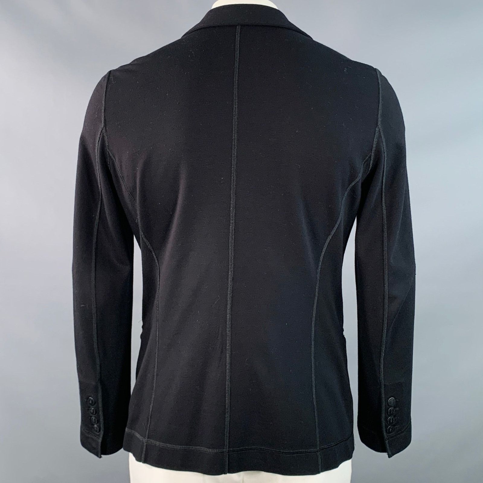 Emporio Armani EMPORIO ARMANI Regular Black Viscose Notch Lapel Jacket Size 40R - 3 Thumbnail