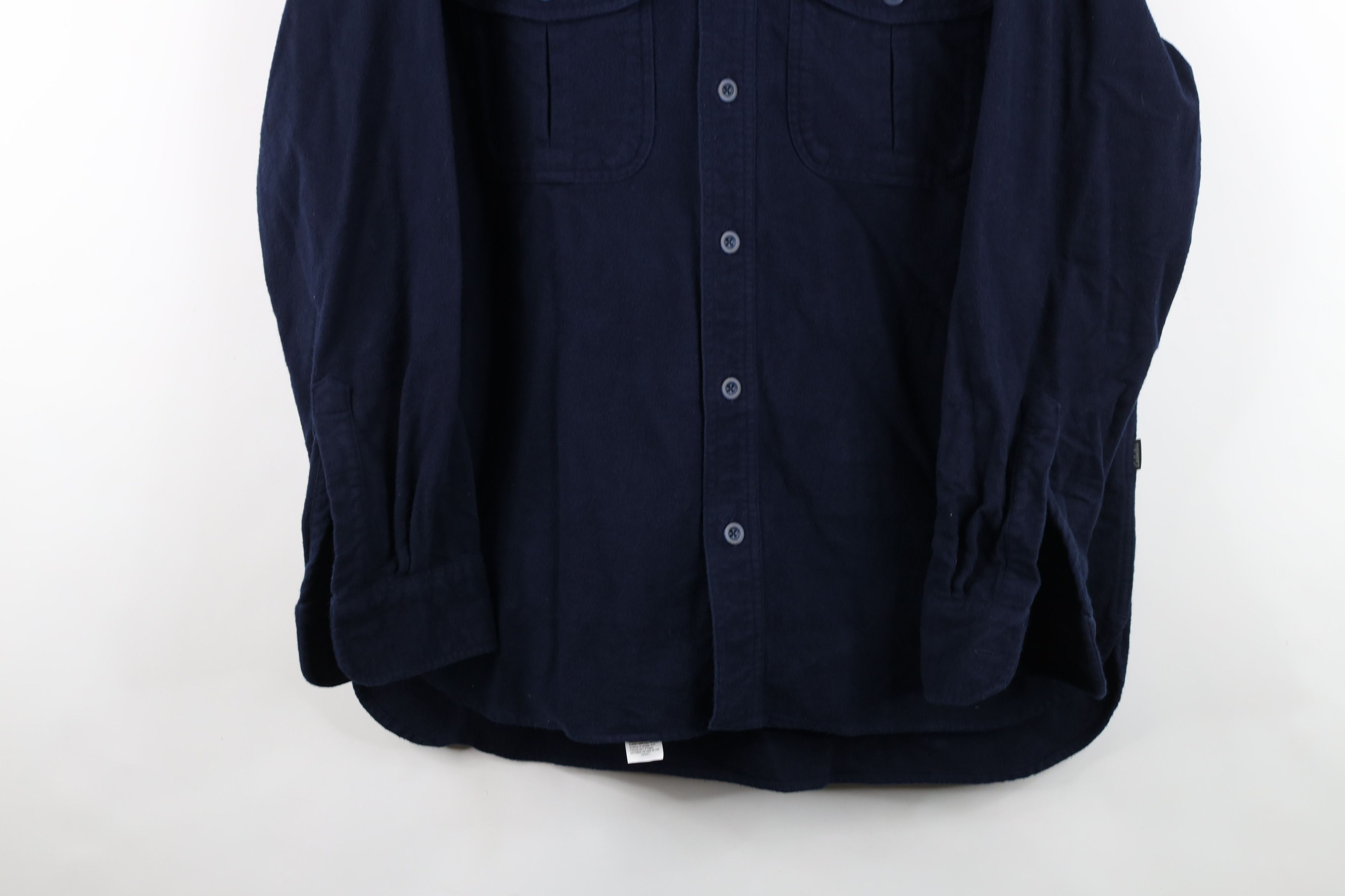 Cabelas Vintage Cabelas Chamois Collared Button Shirt Navy Blue Size US L / EU 52-54 / 3 - 3 Thumbnail